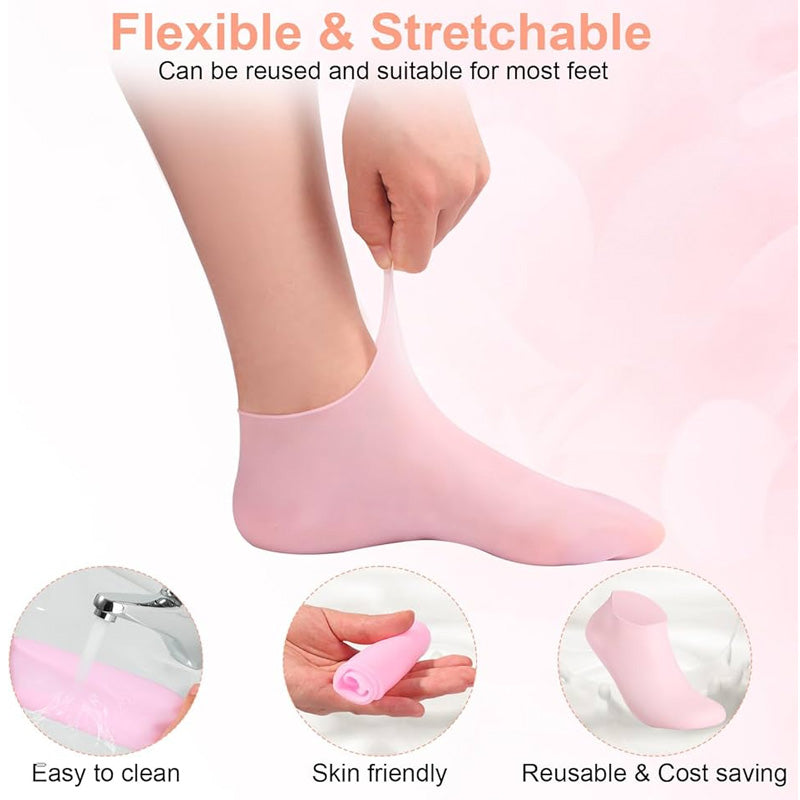 Buy 1 Pair Get 1 Pair Free Offer 4 Pcs Silicone Moisturizing Socks for Foot Care