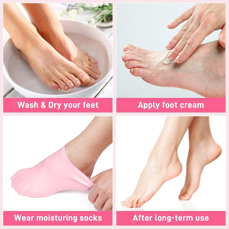 Buy 1 Pair Get 1 Pair Free Offer 4 Pcs Silicone Moisturizing Socks for Foot Care