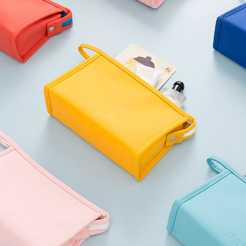 Candy Color Waterproof Pu Zipper Travel Storage Bag Girls Portable Cosmetic Makeup Bag Carton Box