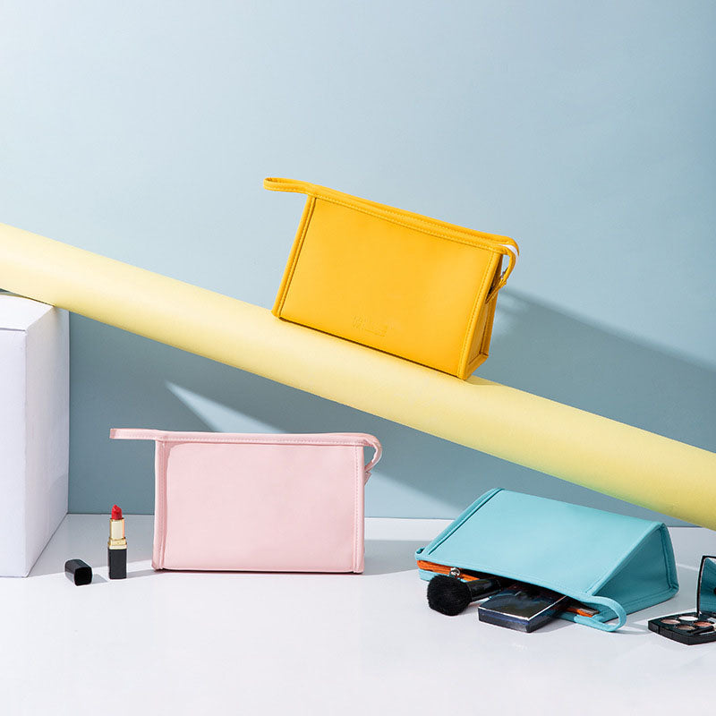 Candy Color Waterproof Pu Zipper Travel Storage Bag Girls Portable Cosmetic Makeup Bag Carton Box