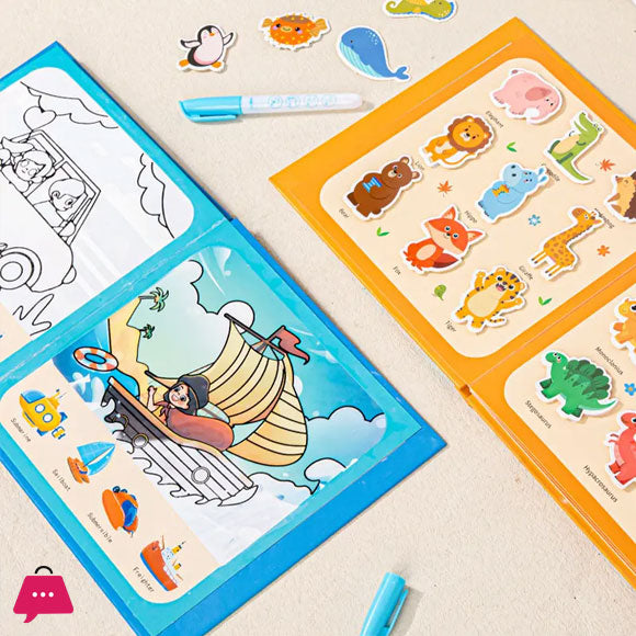 Quiet Book Water Painting Album Creativity DIY Animal & Traffic Drawing Book Educational Toys for Kids