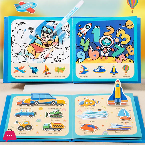 Quiet Book Water Painting Album Creativity DIY Animal & Traffic Drawing Book Educational Toys for Kids